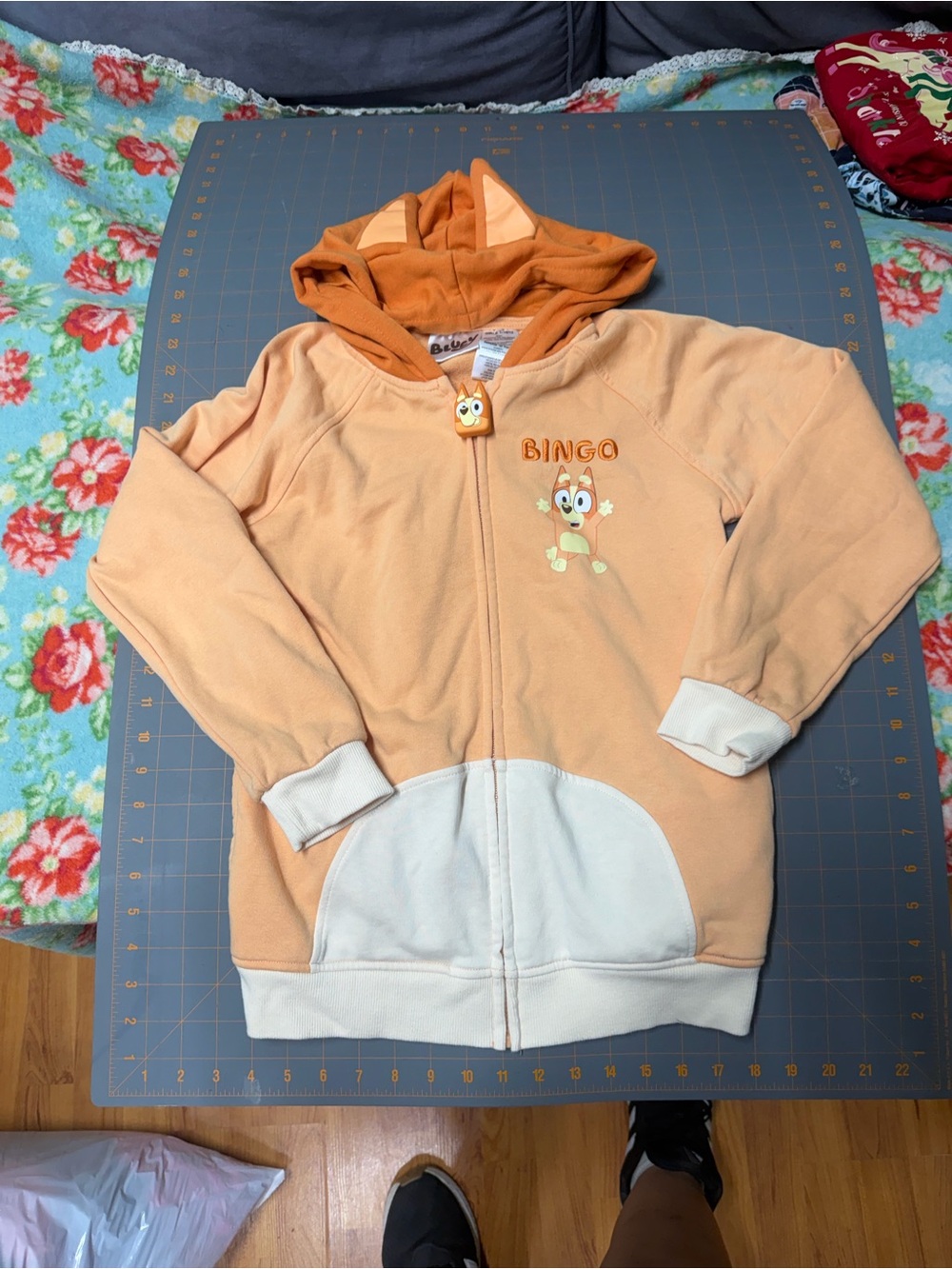 Bingo Kids Peach Hoodie Jacket with Character Hood girl L 10/12